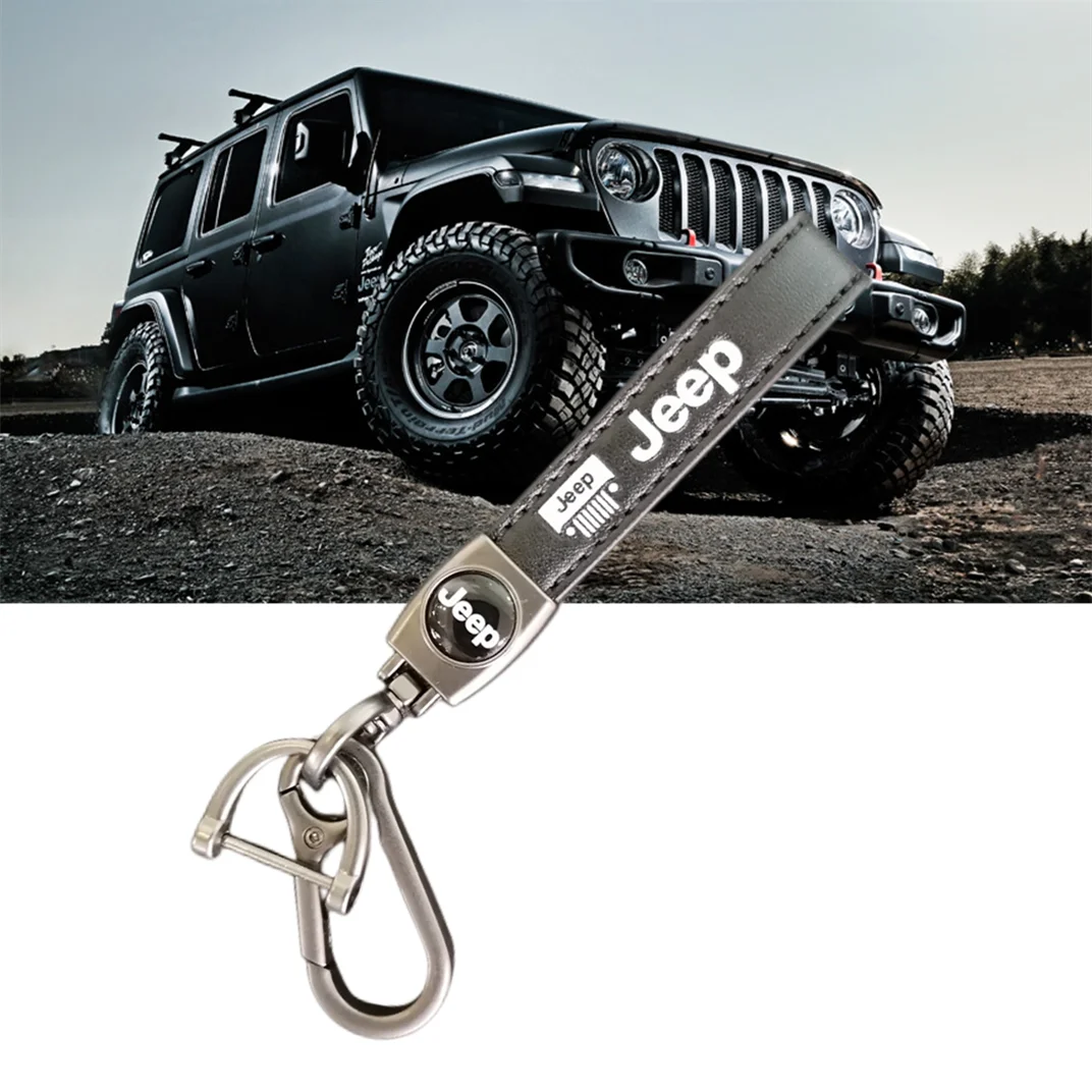 

High Quality Jeep Leather Key Chain Holder For Badge Compass Commander Renegade Wrangler JK XJ Grand Cherokee Patriot Liberty