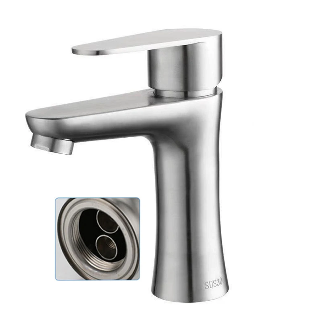 1PC Faucet Bathroom Basin Sink Faucets Stainless Steel Brushed Silver Hot And Cold Mixer G1/2" Basin Faucet For Home
1PC Faucet Bathroom Basin Sink Faucets Stainless Steel Brushed Silver Hot And Cold Mixer G1/2" Basin Faucet For Home