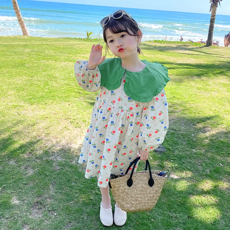 Spring Autumn Girls Dress Baby Dress Kids Dress Children Clothes Fashion Ins Floral Print Green Petal Collar Cotton 1-6Y 
Spring Autumn Girls Dress Baby Dress Kids Dress Children Clothes Fashion Ins Floral Print Green Petal Collar Cotton 1-6Y