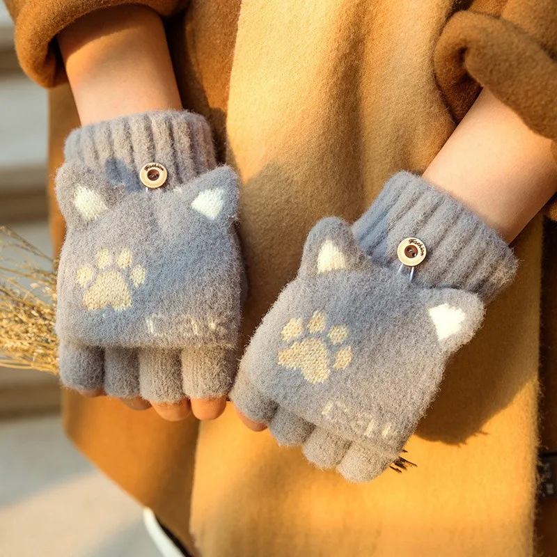 Fashion Cute Knitted Gloves Winter Women Half-finger Gloves Flip-top Gloves Warm Comfortable Soft Stylish Thick Cycling
Fashion Cute Knitted Gloves Winter Women Half-finger Gloves Flip-top Gloves Warm Comfortable Soft Stylish Thick Cycling
