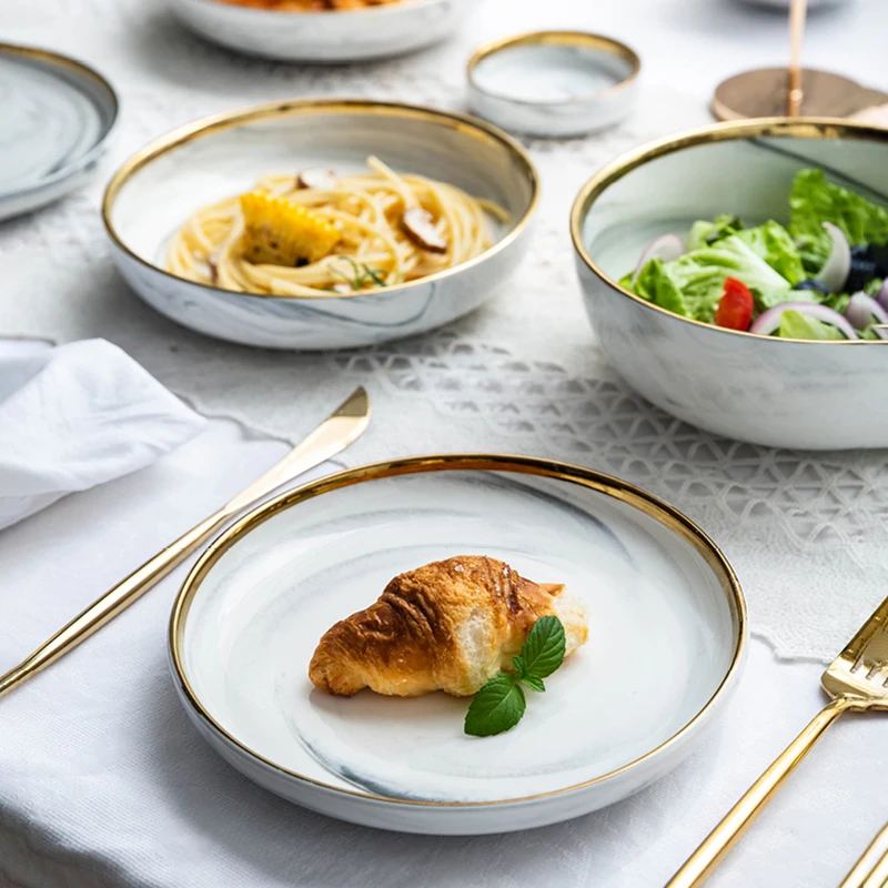 Luxury Gold Bowl Plate Set Aesthetic Nordic Ceramic Dessert Pasta Tableware Kitchen Pratos De Jantar Serving Tray Kitchen
Luxury Gold Bowl Plate Set Aesthetic Nordic Ceramic Dessert Pasta Tableware Kitchen Pratos De Jantar Serving Tray Kitchen