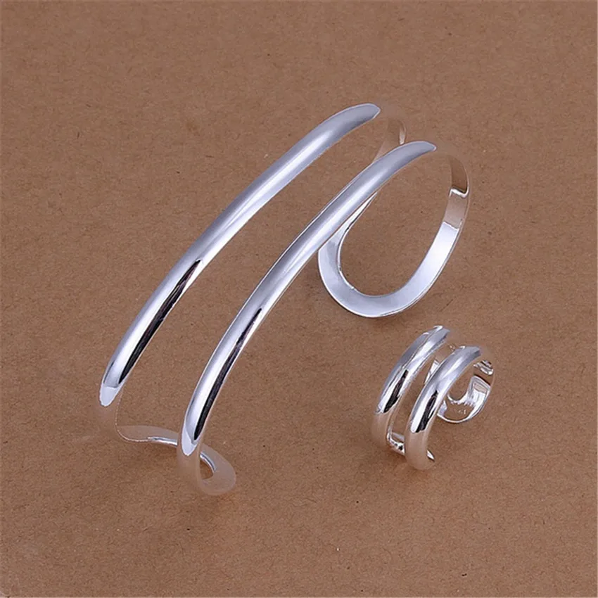 Wholesale Fine 925 Stamped silver original Double Line Bangles Rings Jewelry Sets for women fashion party wedding holiday gift
Wholesale Fine 925 Stamped silver original Double Line Bangles Rings Jewelry Sets for women fashion party wedding holiday gift