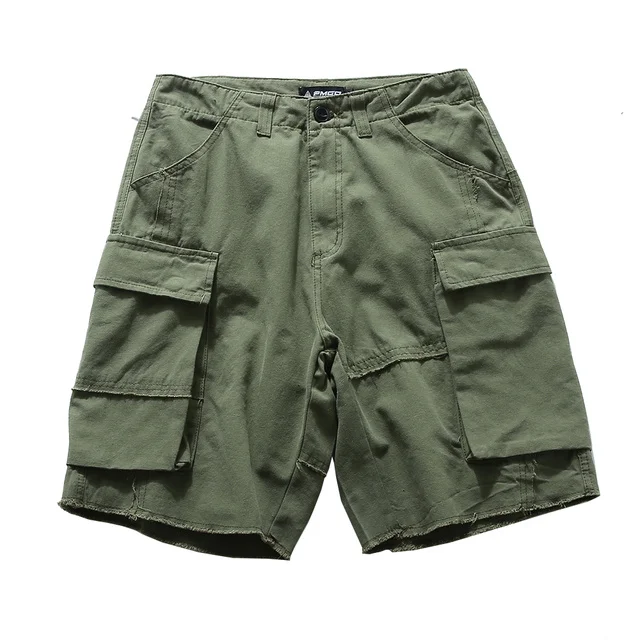 

Шорты-карго мужские с несколькими карманами, летние военные рваные шорты в стиле сафари, повседневные свободные шорты до колена, для прогулок