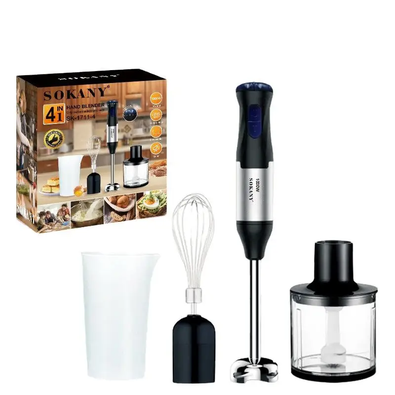 

Immersion Hand Blender, 4-in-1 5 Speed Stainless Steel Handheld Stick Blender,600ml Mixing Beaker and 500ml Food Processor