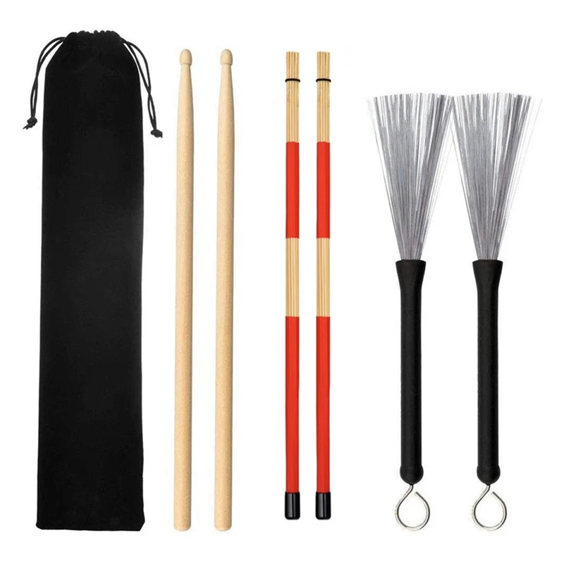 Drum Sticks 1 Pair 5A Maple Wood Drum Sticks 1 Pair Retractable Drum Wire Brushes and 1 Pair Rods Drum Brushes Set
Drum Sticks 1 Pair 5A Maple Wood Drum Sticks 1 Pair Retractable Drum Wire Brushes and 1 Pair Rods Drum Brushes Set