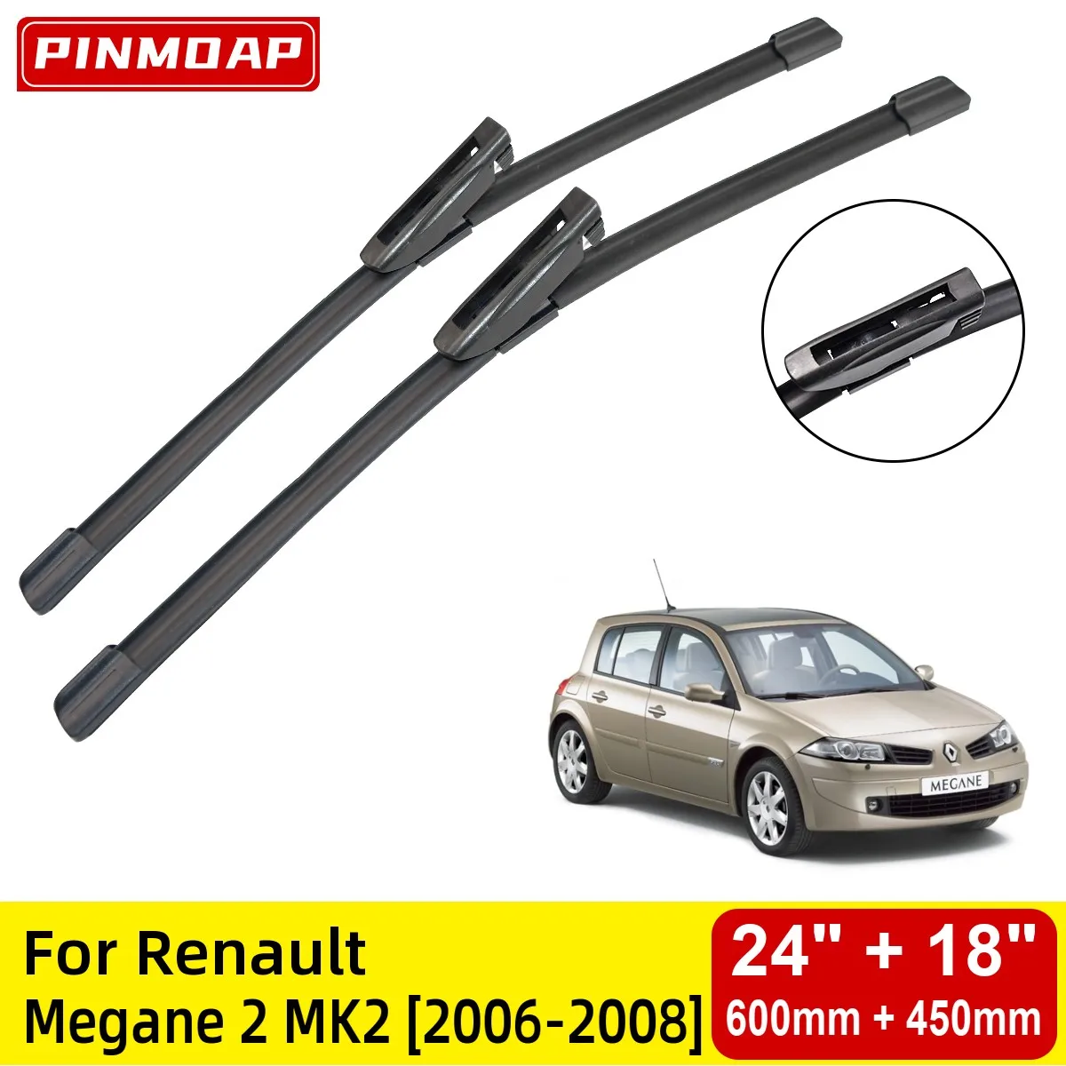 Передние щетки стеклоочистителя для Renault Megane 2 MK2 2006-2008, лобовое стекло 24 дюйма + 18 дюймов 2006 2007 2008
Передние щетки стеклоочистителя для Renault Megane 2 MK2 2006-2008, лобовое стекло 24 дюйма + 18 дюймов 2006 2007 2008