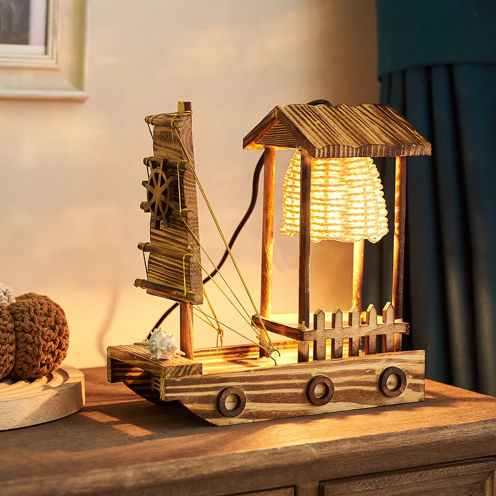 Wooden Boat with Lights Vintage Statue Modern Home Decoration Accessories for Living Room Bedroom Decoration Birthday Gifts
Wooden Boat with Lights Vintage Statue Modern Home Decoration Accessories for Living Room Bedroom Decoration Birthday Gifts
