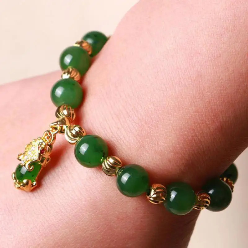Natural Green Jade Pixiu Bracelet Men Women Pulsera Feng Shui Wealth Brave Troops Jasper Bracelets Nephrite Jades Lucky Amulet
Natural Green Jade Pixiu Bracelet Men Women Pulsera Feng Shui Wealth Brave Troops Jasper Bracelets Nephrite Jades Lucky Amulet
