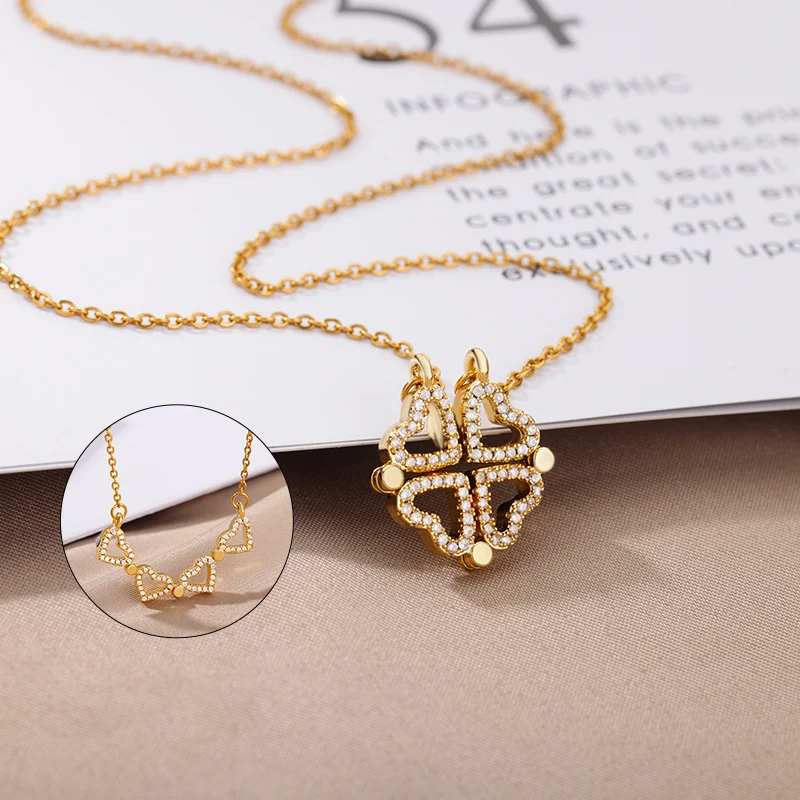 Hollow Heart Four-leaf Clover Necklaces for Women Fashion Zircon Magnetic Pendants Necklace Stainelss Steel Jewelry Gift 2022
Hollow Heart Four-leaf Clover Necklaces for Women Fashion Zircon Magnetic Pendants Necklace Stainelss Steel Jewelry Gift 2022