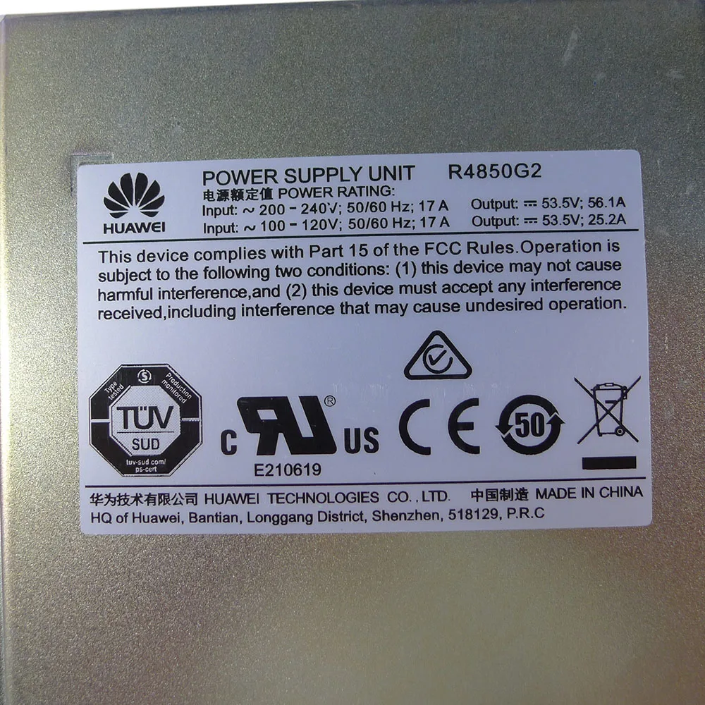 Модуль выпрямителя R4850G2 от ETP48100, источник питания связи 53 В/56 А, оригинал
Модуль выпрямителя R4850G2 от ETP48100, источник питания связи 53 В/56 А, оригинал