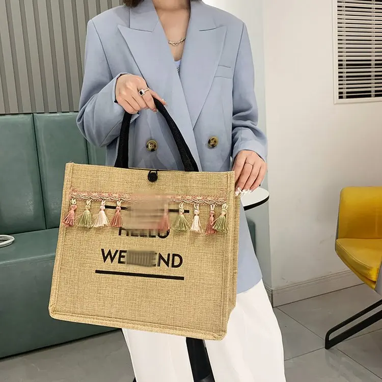 Women Summer Beach Bags Handbags Large Capacity Lady Tassel Shoulder Bag Big Letter Linen Totes Casual Girls Travel Shopping Bag
Women Summer Beach Bags Handbags Large Capacity Lady Tassel Shoulder Bag Big Letter Linen Totes Casual Girls Travel Shopping Bag