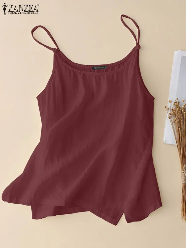 Fashion Tanks Tops ZANZEA Vintage Spaghetti Strap Blouse Women Summer Green White Camis Elegant Loose Beach Vest Holiday Tunic
Fashion Tanks Tops ZANZEA Vintage Spaghetti Strap Blouse Women Summer Green White Camis Elegant Loose Beach Vest Holiday Tunic