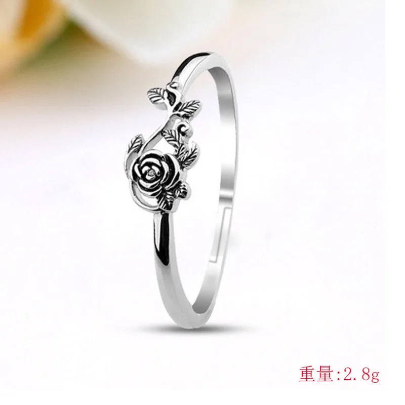 Luxury Retro Thai Silver Rose Flower Opening Ring Female European and American Fashion Jewelry Women's Anniversary Party Gift
Luxury Retro Thai Silver Rose Flower Opening Ring Female European and American Fashion Jewelry Women's Anniversary Party Gift