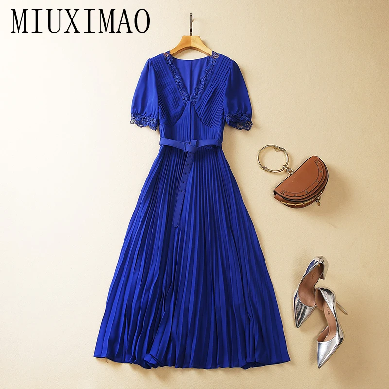 Модное дизайнерское летнее платье MIUXIMAO 2023, женские однотонные кружевные платья миди с круглым вырезом, рюшами, коротким рукавом и оборками
Модное дизайнерское летнее платье MIUXIMAO 2023, женские однотонные кружевные платья миди с круглым вырезом, рюшами, коротким рукавом и оборками