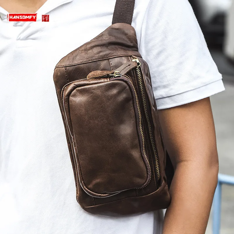 Retro New Genuine Leather Men's Waist Bag Cowhide Multi-Compartment Men's Chest Bag Soft Leather Sports BackPack Phone Bags
Retro New Genuine Leather Men's Waist Bag Cowhide Multi-Compartment Men's Chest Bag Soft Leather Sports BackPack Phone Bags