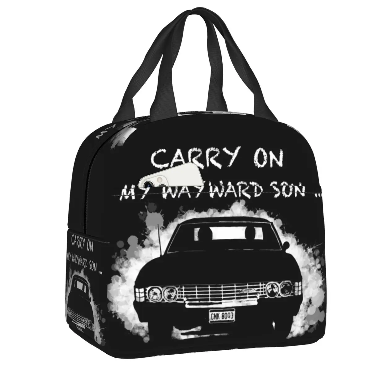 Carry On My Wayward Son Portable Lunch Box Women Waterproof Supernatural TV Thermal Cooler Food Insulated Lunch Bag Office Work
Carry On My Wayward Son Portable Lunch Box Women Waterproof Supernatural TV Thermal Cooler Food Insulated Lunch Bag Office Work