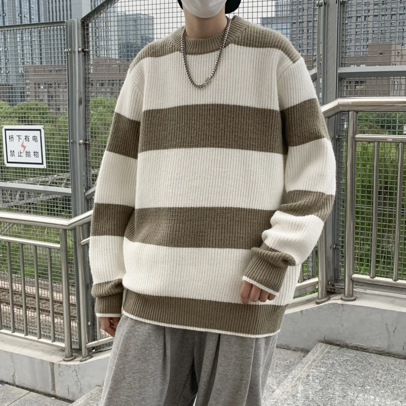 Men Round Collar Sweater 2023 Autumn and Winter Warm Casual Slim Fit Pullovers Homme Stripe Contrast Color Sweater Z166
Men Round Collar Sweater 2023 Autumn and Winter Warm Casual Slim Fit Pullovers Homme Stripe Contrast Color Sweater Z166