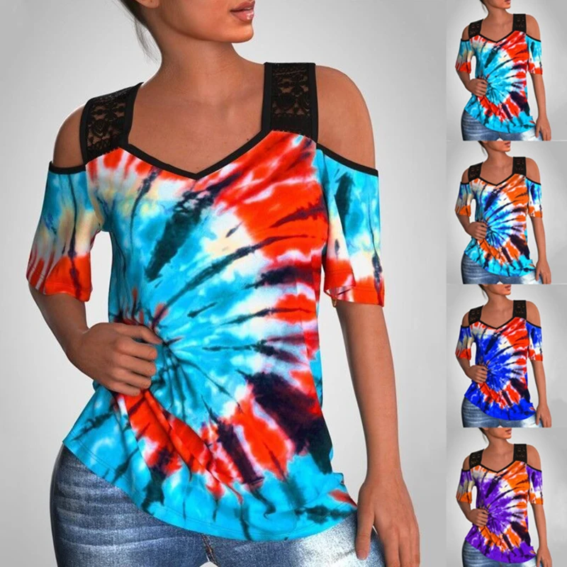 2022 Summer Sexy Tops Women's T Shirt Vintage Tie-dye Floral Lace 3d Printed Colorful Short Sleeve Strapless Tops
2022 Summer Sexy Tops Women's T Shirt Vintage Tie-dye Floral Lace 3d Printed Colorful Short Sleeve Strapless Tops