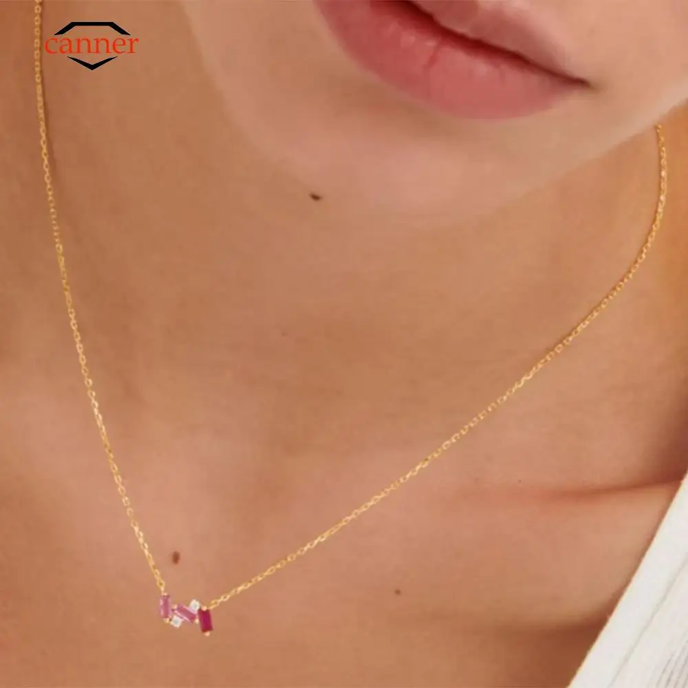 CANNER Rose Pink Zircon Pendant 925 Sterling Silver Necklaces for Women Gold Color Chain Clavicle Choker Necklace Fine Jewelry
CANNER Rose Pink Zircon Pendant 925 Sterling Silver Necklaces for Women Gold Color Chain Clavicle Choker Necklace Fine Jewelry