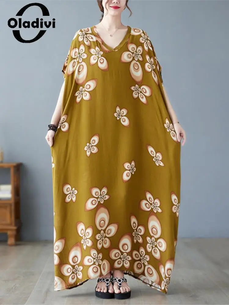 Oladivi Large Size Women Clothing Fashion Floral Print Casual Loose Maxi Long Dress Ladies Oversized Bohemian Beach Dresses 5316
Oladivi Large Size Women Clothing Fashion Floral Print Casual Loose Maxi Long Dress Ladies Oversized Bohemian Beach Dresses 5316