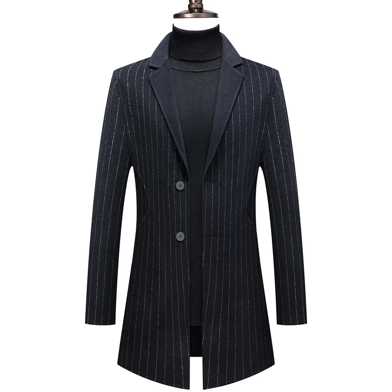 

Новинка 2023, Мужская модная повседневная трендовая куртка в британском стиле джентльмена, утолщенная шерстяная Двусторонняя полоска с вертикальной полосой