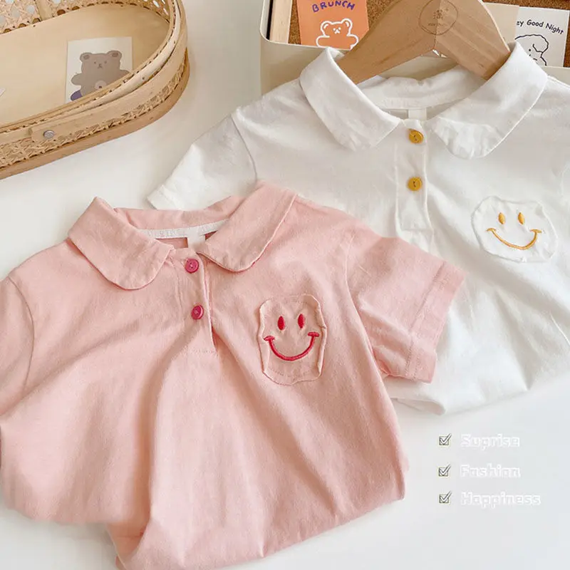 New solid smiling face children's baby kids Polo Shirt boys Girls Summer thin baby Lapel Cotton Short Sleeve T-Shirt tops P4 550
New solid smiling face children's baby kids Polo Shirt boys Girls Summer thin baby Lapel Cotton Short Sleeve T-Shirt tops P4 550