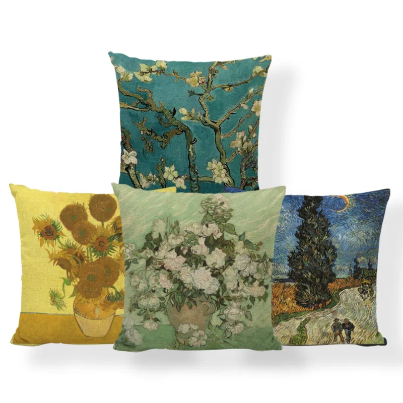 Oil Painting Plant Print Cushion Van Gogh Painter Pillowcase Family Holiday Gift Pillow Belt Cover 45*45 Polyester 
Oil Painting Plant Print Cushion Van Gogh Painter Pillowcase Family Holiday Gift Pillow Belt Cover 45*45 Polyester