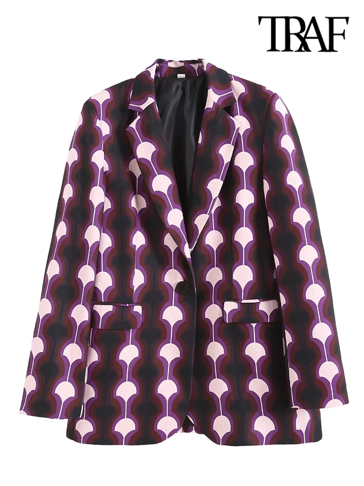 TRAF Women Fashion Single Button Printed Blazer Coat Vintage Long Sleeve Flap Pockets Female Outerwear Chic Veste Femme
TRAF Women Fashion Single Button Printed Blazer Coat Vintage Long Sleeve Flap Pockets Female Outerwear Chic Veste Femme
