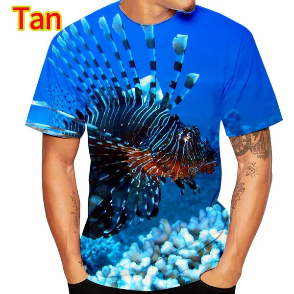 

Летние повседневные стильные мужские футболки с рисунком подводного мира, модные футболки с коротким рукавом, Топ