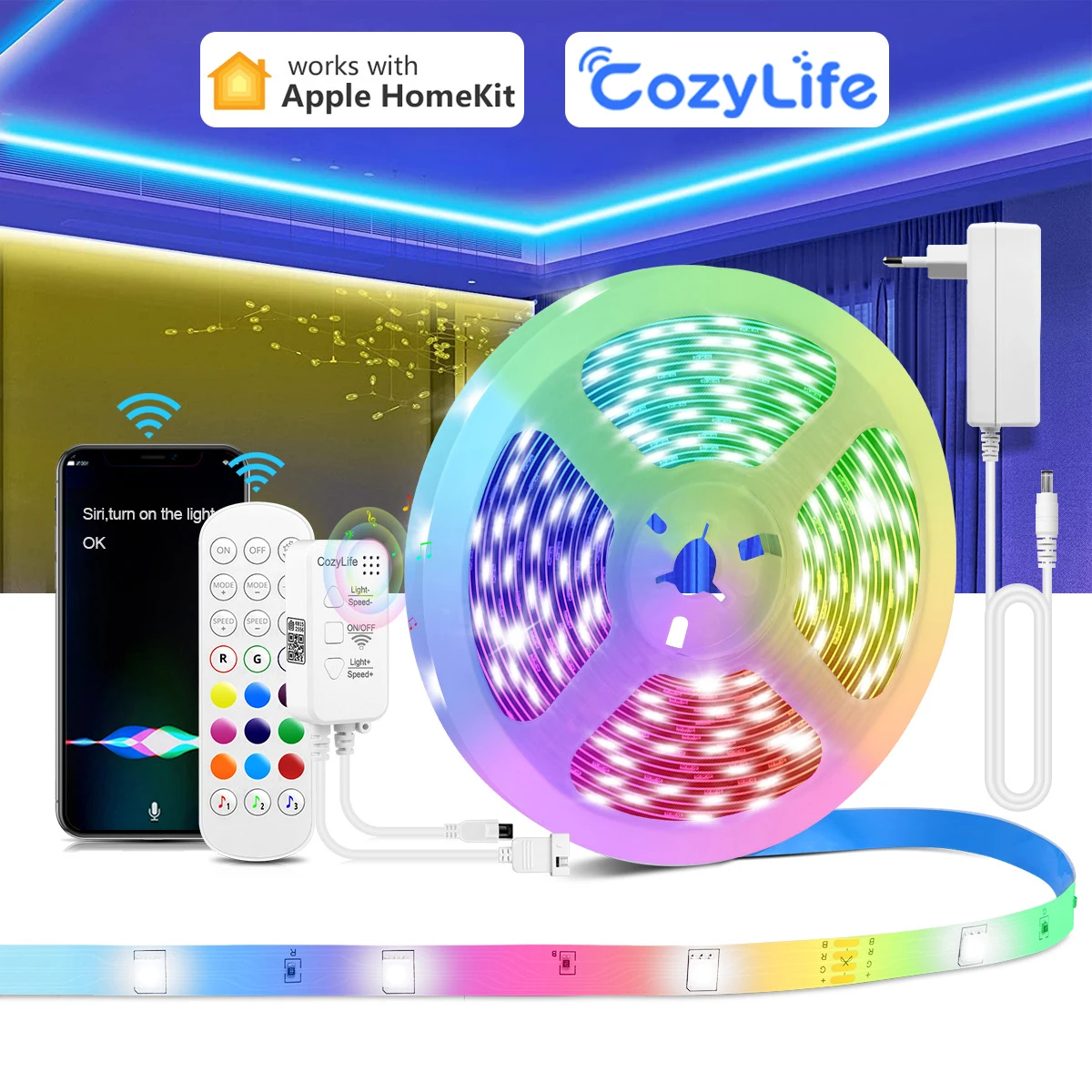 HomeKit WiFi Smart LED Strip Neon Tape RGB Lights Room Lamp Decoration Neon Strip Voice Control Work With Alexa Google Siri 
HomeKit WiFi Smart LED Strip Neon Tape RGB Lights Room Lamp Decoration Neon Strip Voice Control Work With Alexa Google Siri