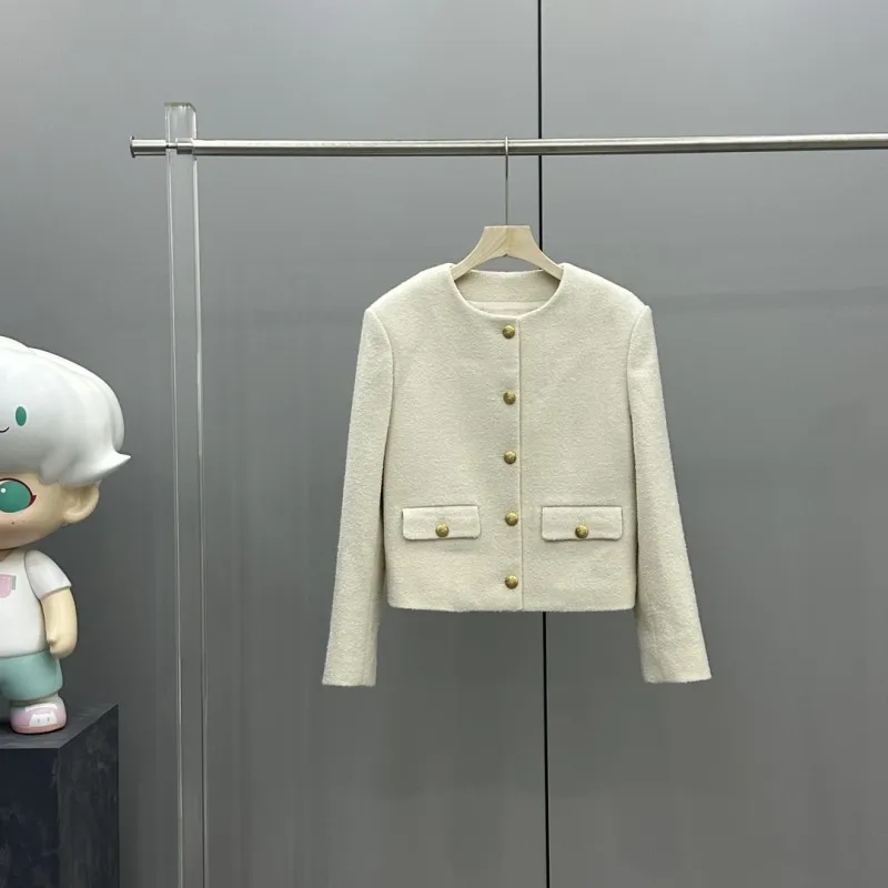 Женская одежда 2023, модная однобортная шерстяная вязаная куртка в аристократическом стиле, новинка осень-зима 1103