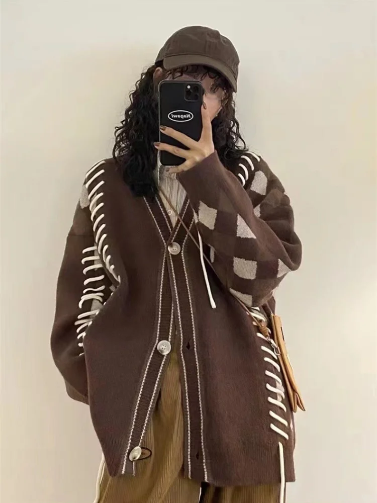 Cardigan Sweater Women Autumn Winter New V-neck Loose Long-sleeved Coat Korean Fashion Tops Knitted Cardigan Oversized Cardigan
Cardigan Sweater Women Autumn Winter New V-neck Loose Long-sleeved Coat Korean Fashion Tops Knitted Cardigan Oversized Cardigan