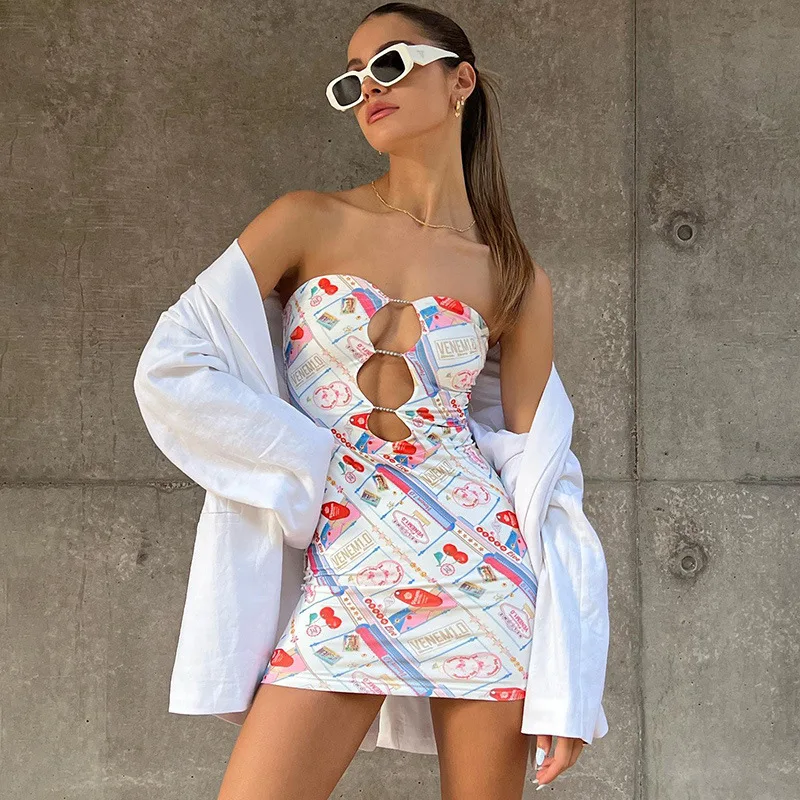 Summer Fashion Printed Chest Hollow Slim Dress Women Sexy Chic Mini Dress Female Bodycon Party Club Dresses Outfits
Summer Fashion Printed Chest Hollow Slim Dress Women Sexy Chic Mini Dress Female Bodycon Party Club Dresses Outfits