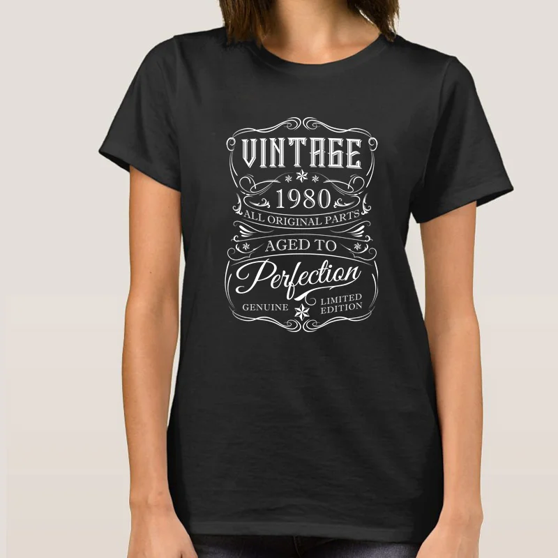 Vintage 1980 T Shirt Women New Summer Born in 1980 1981 1988 T-shirts Birthday Gift Female Tee Tops
Vintage 1980 T Shirt Women New Summer Born in 1980 1981 1988 T-shirts Birthday Gift Female Tee Tops