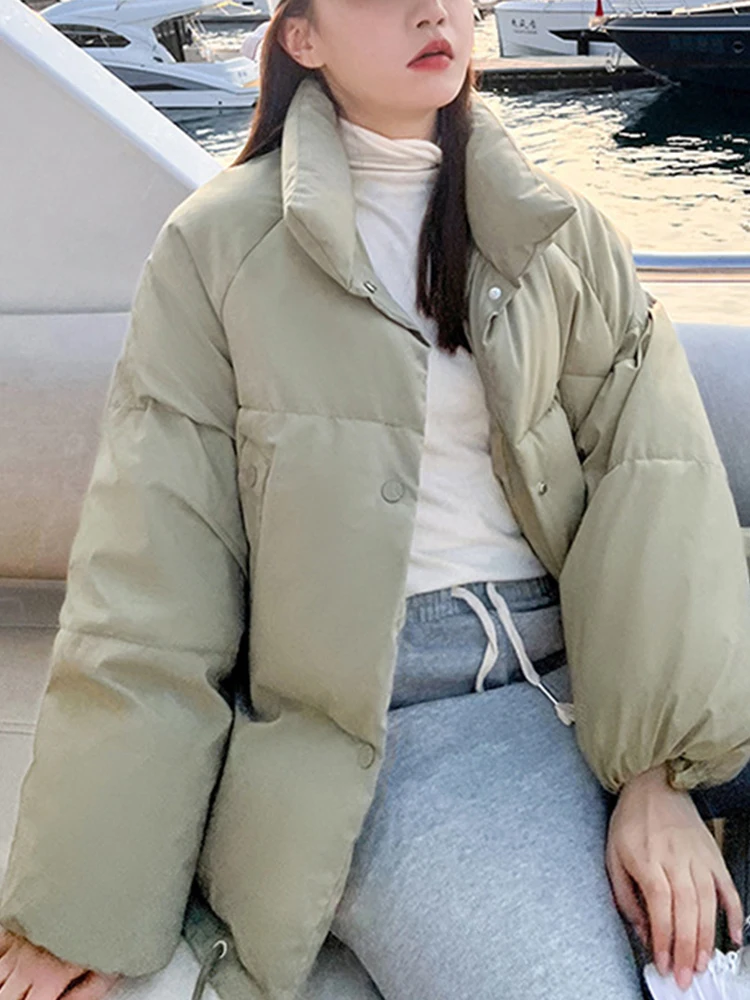 Ailegogo New Autumn Winter Women Stand Collar Cotton Jacket Casual Female Loose Thick Warm Single Breasted Wadded Coat Outwear
Ailegogo New Autumn Winter Women Stand Collar Cotton Jacket Casual Female Loose Thick Warm Single Breasted Wadded Coat Outwear