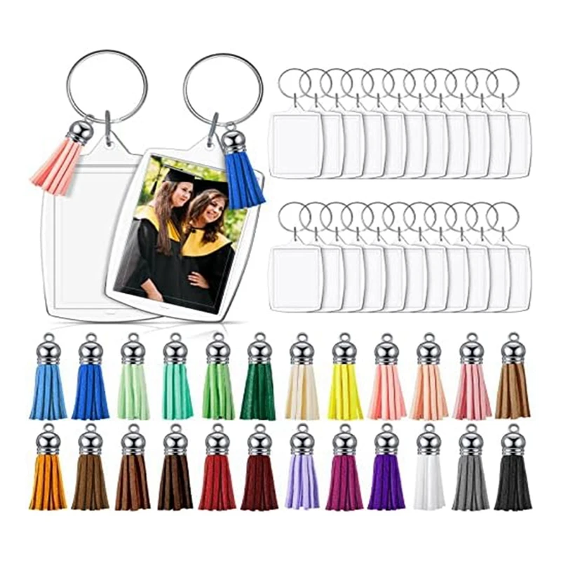 24Pcs Keychain Clear Acrylic Blank Key Ring DIY Craft Project Key Ring With Tassels 5.6 X 4.0Cm
24Pcs Keychain Clear Acrylic Blank Key Ring DIY Craft Project Key Ring With Tassels 5.6 X 4.0Cm