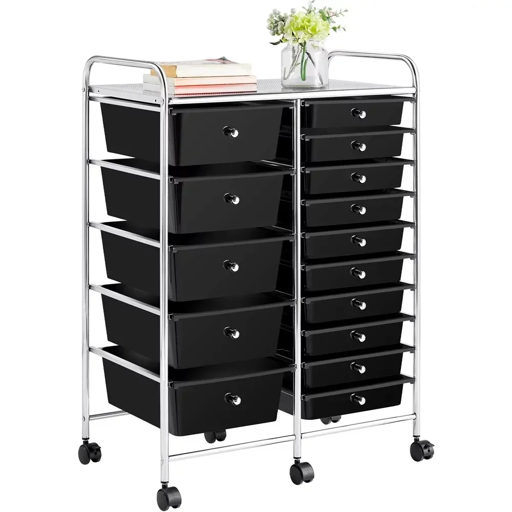 SmileMart 15 Drawers Metal Frame Storage Cart, with Lockable Wheels, Removable Storage Organizer, Black
SmileMart 15 Drawers Metal Frame Storage Cart, with Lockable Wheels, Removable Storage Organizer, Black