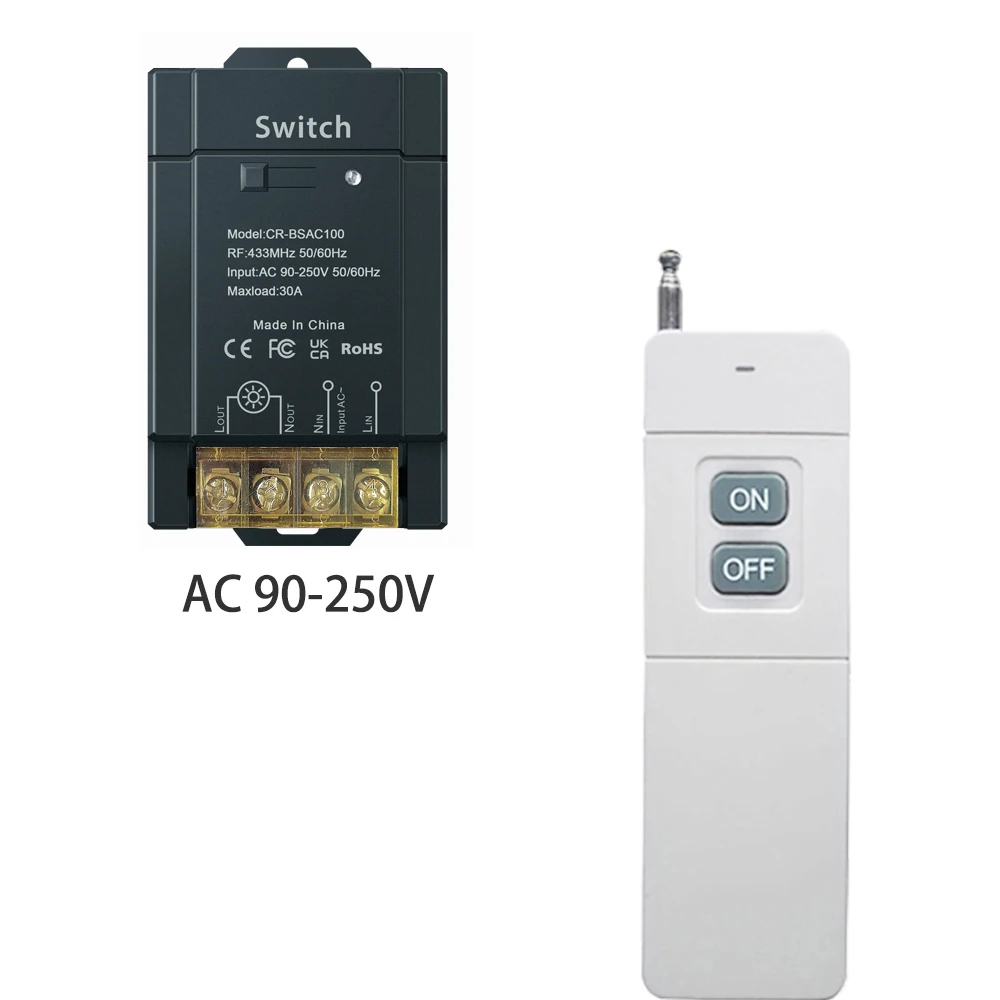 

COLOROCK Wireless Switch 30A 90-250V AC RF433MHz Remote Control1000-1500M High Power Wide Voltage Widely Used