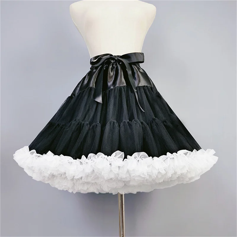 

Women Ruffled Petticoat Fluffy Bubble Tutu Skirt Crinoline Underskirt No Hoop Boneless Lolita Tutu Skirt With Tulle Skirt