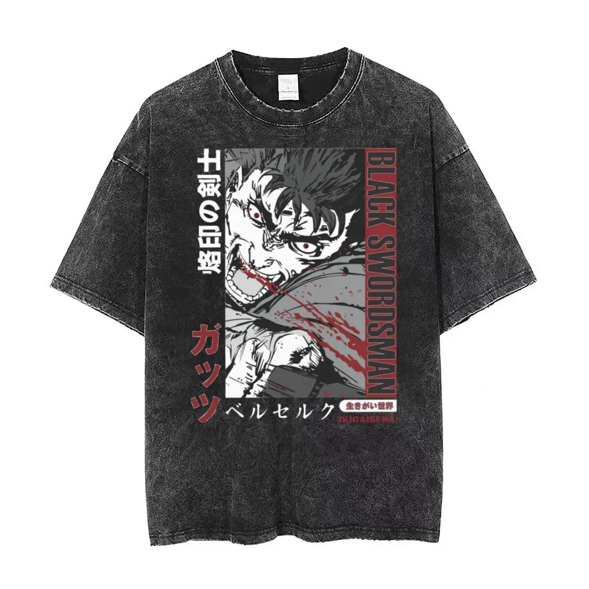 

Black Swordsman Berserk Guts Manga Washed T Shirt Streetwear Hip Hop Novelty T-Shirt Tees for Men Women Cotton Oversize Summer