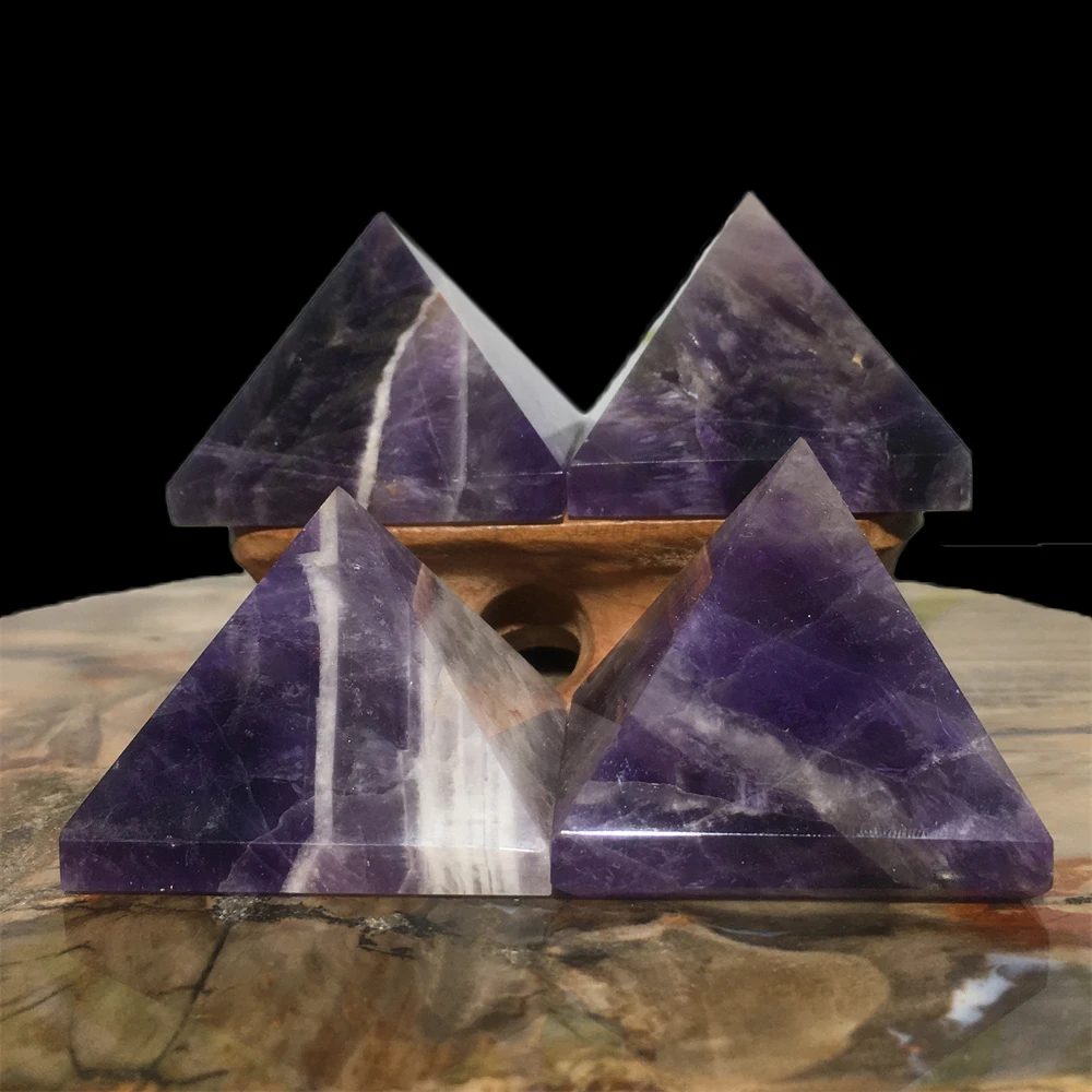 

Dream Amethyst Natural Stones Crystals Quartz Pyramid Feng Shui Healing Gem Mineral Point Tower Home Decoration Craft Collection