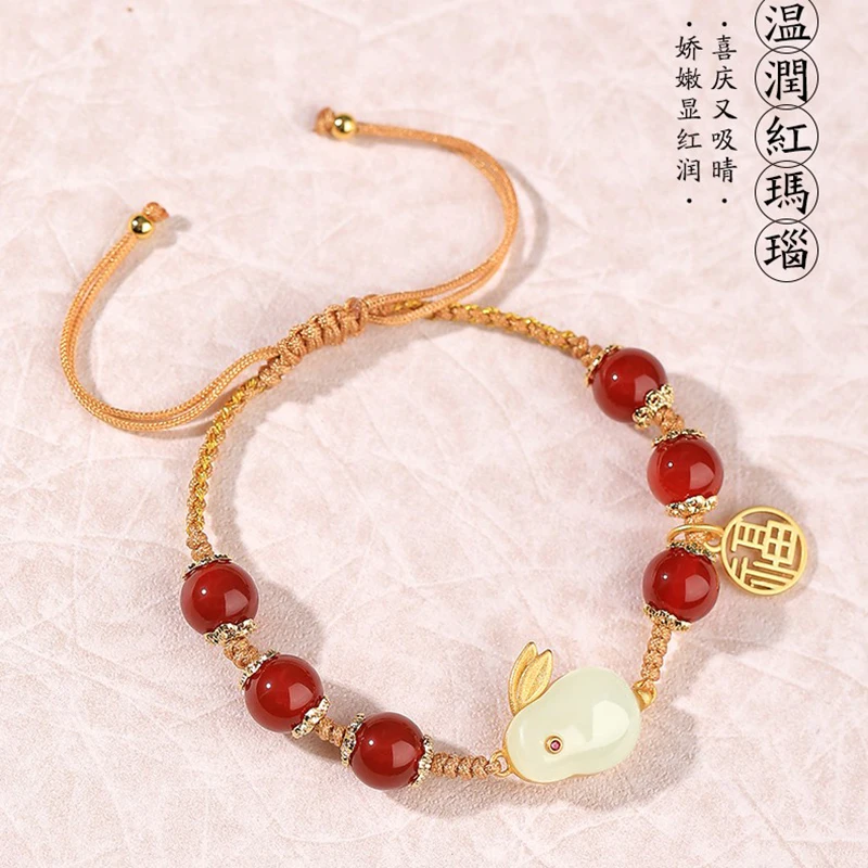Lucky Couple Nephrite Jade friendship rabbit bracelet Red agate fashion natural stone bead for Women Fine Jewelry Gifts
Lucky Couple Nephrite Jade friendship rabbit bracelet Red agate fashion natural stone bead for Women Fine Jewelry Gifts