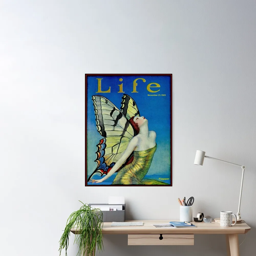 LIFE : Vintage 1923 Flapper Butterfly Print Poster Printing Canvas Family Room Bar Cafe Art Deco Murals
LIFE : Vintage 1923 Flapper Butterfly Print Poster Printing Canvas Family Room Bar Cafe Art Deco Murals
