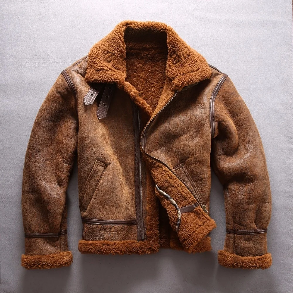 European size genuine sheep leather jacket Male high quality warm coat large size B3 shearling bomber military pilot fur jacket
European size genuine sheep leather jacket Male high quality warm coat large size B3 shearling bomber military pilot fur jacket