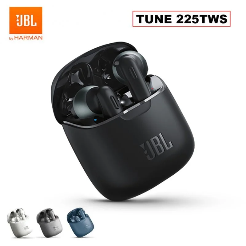 

Беспроводные Bluetooth-наушники JBL TUNE 225TWS, стереонаушники JBL T225 TWS, наушники с басами, наушники, гарнитура с микрофоном и зарядным чехлом