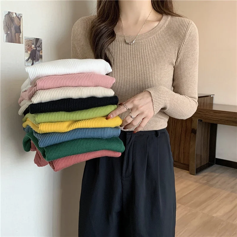 New Autumn Winter Inner Wear Sweater Wild Slim Long-Sleeved Korean Solid Round Neck Pullover Casual Sweaters Tops 2022
New Autumn Winter Inner Wear Sweater Wild Slim Long-Sleeved Korean Solid Round Neck Pullover Casual Sweaters Tops 2022