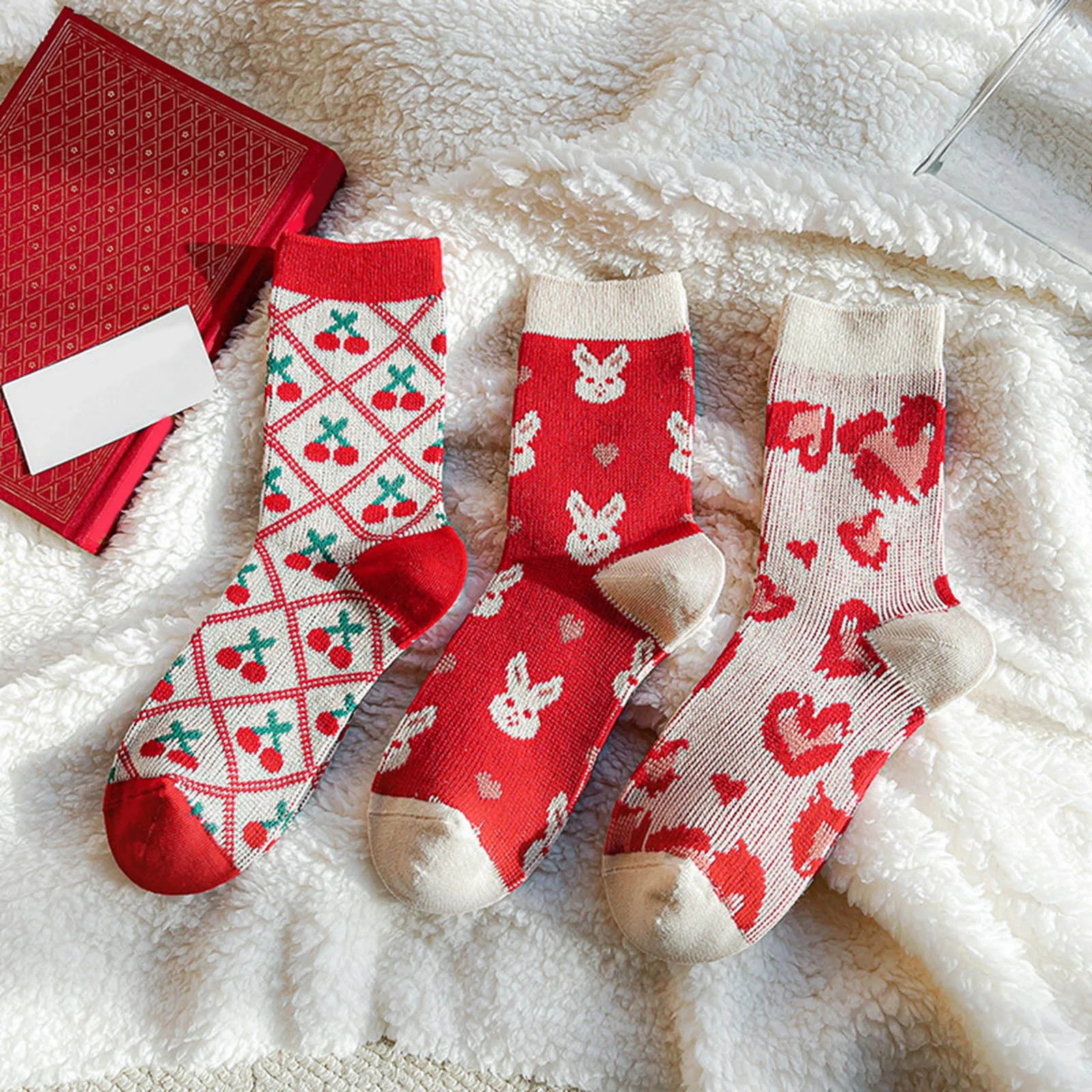 Red Cherry Rabbit Heart Cartoon Socks Autumn Winter New Cute Print Mid-Tube Socks Harajuku Double Needle Cotton Breathable Socks
Red Cherry Rabbit Heart Cartoon Socks Autumn Winter New Cute Print Mid-Tube Socks Harajuku Double Needle Cotton Breathable Socks