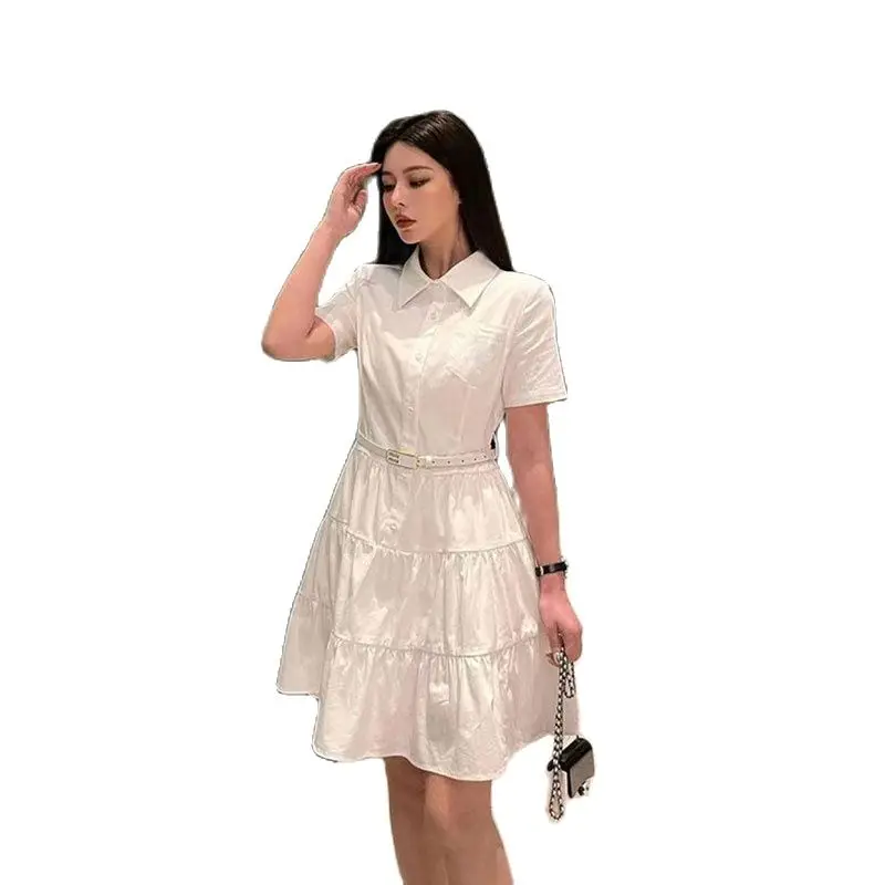 Summer Women Casual Shirt Skirt Fashion Lapel Ruffle Belt Slim A Word Dresses 2022 New High Quality Elegant Women Midi Dress
Summer Women Casual Shirt Skirt Fashion Lapel Ruffle Belt Slim A Word Dresses 2022 New High Quality Elegant Women Midi Dress