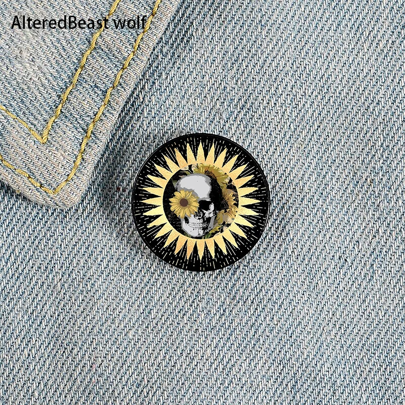 Skull and sun Printed Pin Custom Funny Brooches Shirt Lapel Bag Cute Badge Cartoon Cute Jewelry Gift for Lover Girl Friends
Skull and sun Printed Pin Custom Funny Brooches Shirt Lapel Bag Cute Badge Cartoon Cute Jewelry Gift for Lover Girl Friends