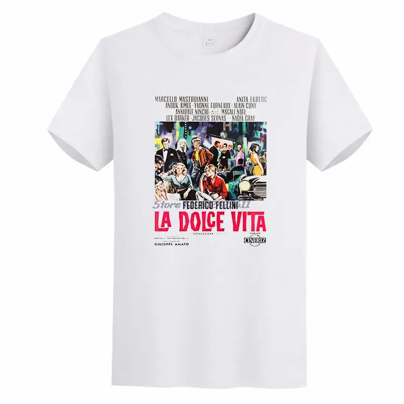 Винтажный Подарочный постер фильма Феллини La Dolce Vita 60s, футболка, модная футболка большого размера, летняя мужская одежда
Винтажный Подарочный постер фильма Феллини La Dolce Vita 60s, футболка, модная футболка большого размера, летняя мужская одежда